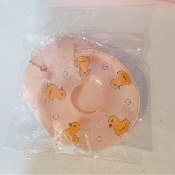 Baby Pink Large Inflatable Duck Swimming Hoop Earrings - Picture 2 of 2